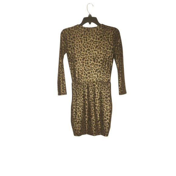 Lovers + Friends Black Gold Burmese Long Sleeve Dress in Lioness XS Ruched Side - Picture 8 of 11